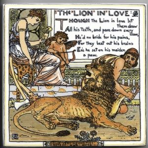 VIntage Trivet/Tile Walter Crane Lion in Love